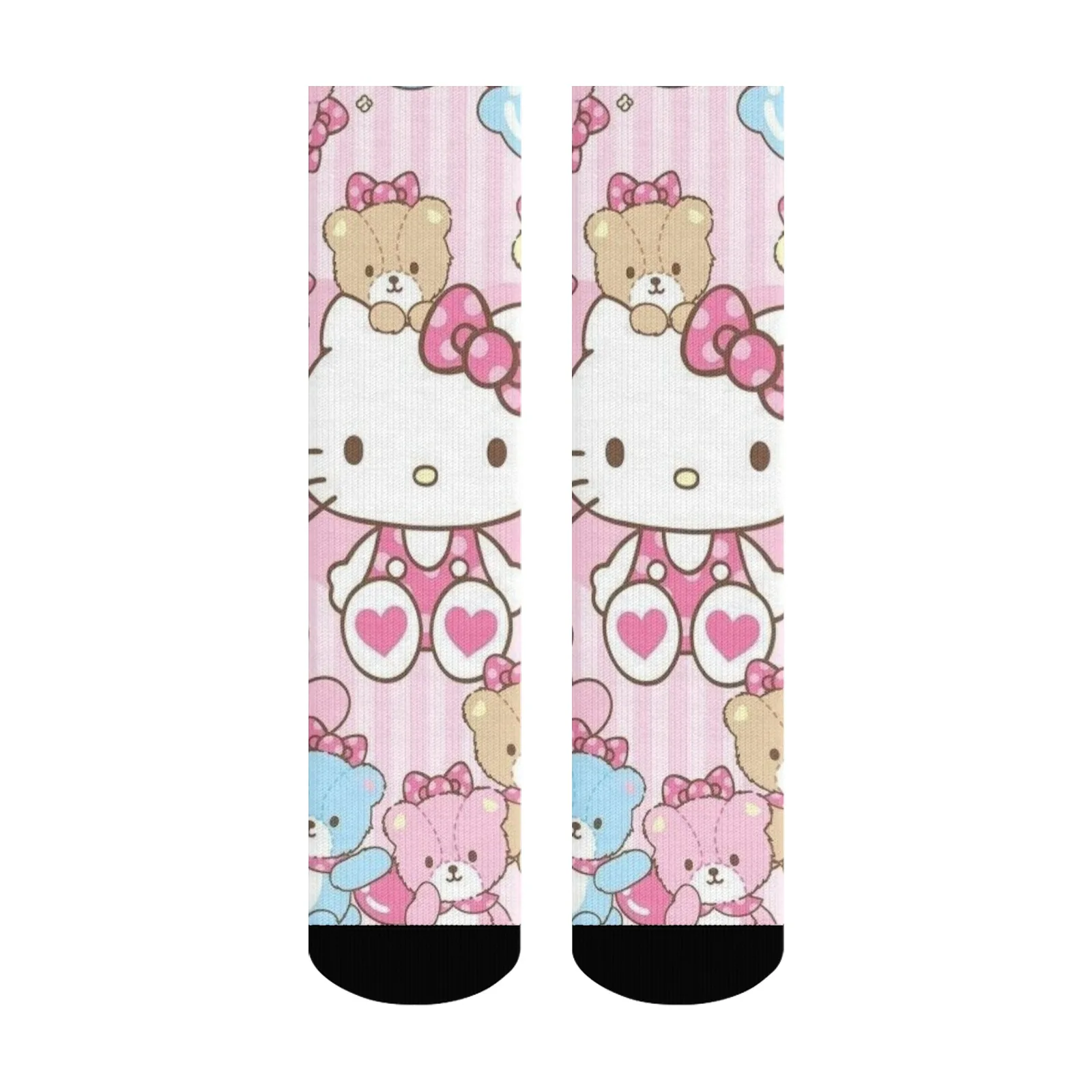 

Настраиваемые очаровательные носки Hello Kitty & Bear Mid Crew — высокое качество и очарование — идеально подходят для повседневного стиля или сладких подарков