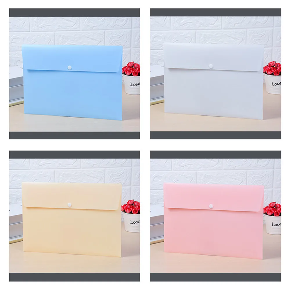 10Pcs Nordic Style A4 PP File Folder Pocket Dark Grey Light Grey Simple Elegant Document Carrier Bag for Office School Business