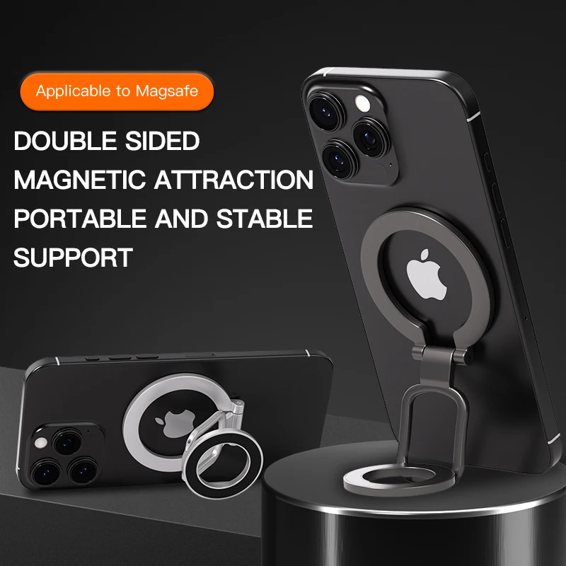 For Magsafe Foldable Double Sided Magnetic Phone Holder For iPhone Xiaomi Universal Folding Car Holder Magnetic Smartphone Stand
