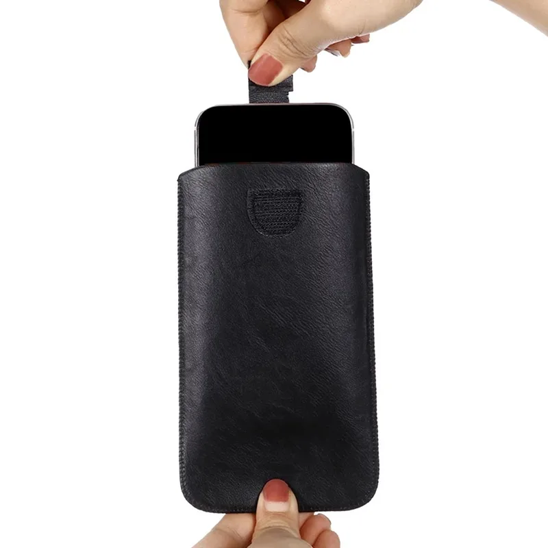 Universal Holster Belt Phone Case Smart Phones Leather Ultra-thin Waist Bag Business Mobile Phone Bag Portable Skin Clutch Pouch