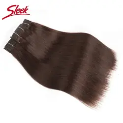 Sleek Straight Hair Bundles Brazilian Hair Weave Bundles 1/3 PCS Human Hair Bundles Natural Brown Color Remy Hair Extensions