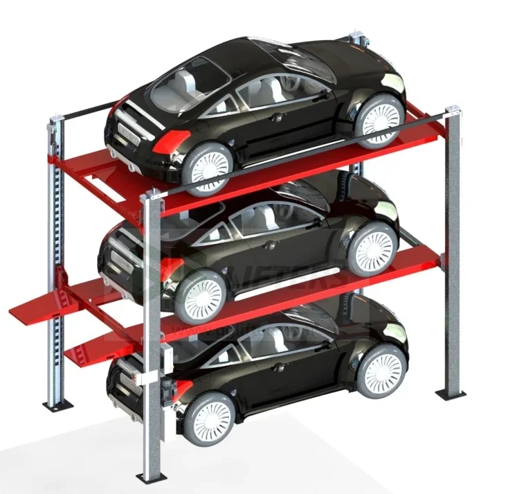 Hydraulic Automatic 4-Post Triple Stacker Car Parking Lift 3 Levels Car Parking Spaces Equipment car parking system