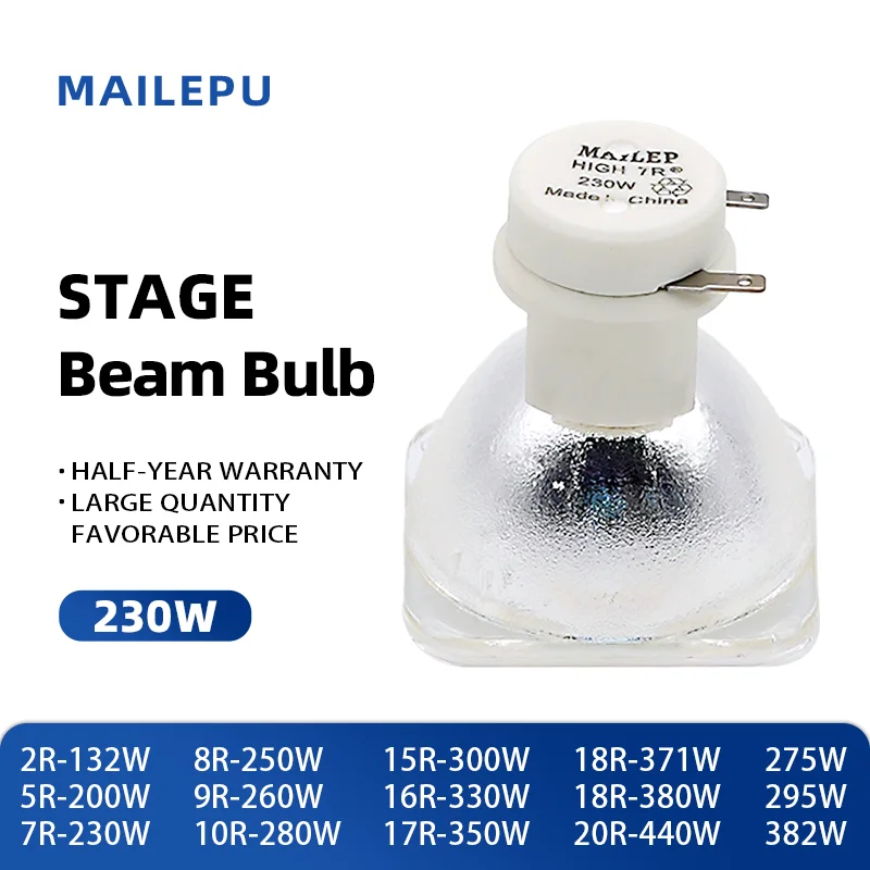 Bühnenlicht 200 W 5R / 7R 230 W Metallhalogenidlampe, bewegliche Strahllampe, 230 Strahl, Platin-Metall-Halogenlampen, folgen Sie den Spot