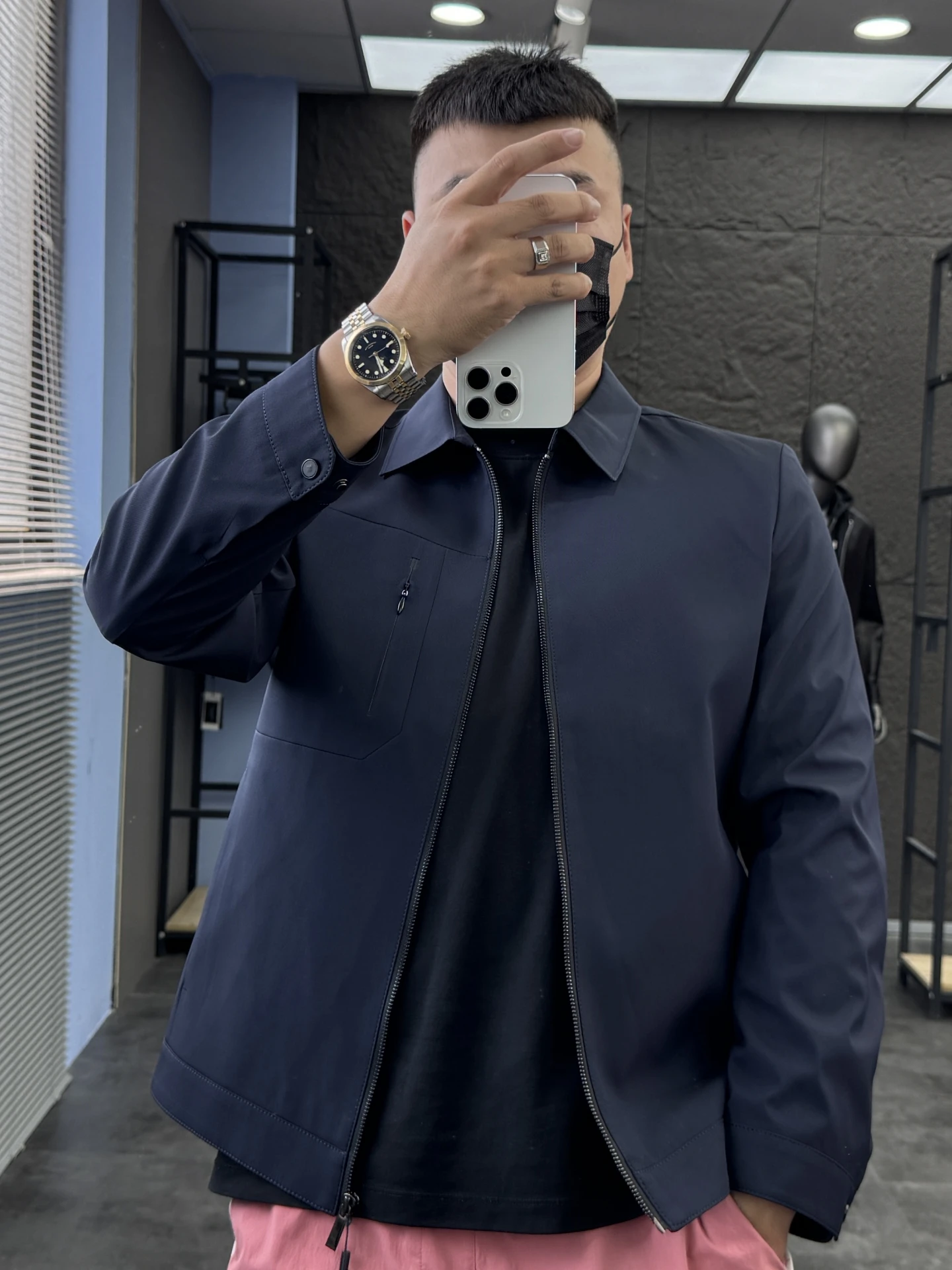 

High Luxury Busin Casual Jaet Men's Collar 3D Comfortable Spring Autumn Outerwear Stand Fit Polyester Fiber Zipper