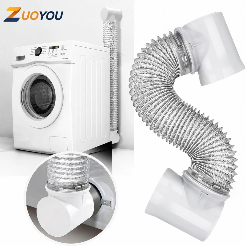 Portable Dryer Vent Hose Extension Kit Flexible Exhaust Duct Tube Connector Adapter for Home Laundry Dryer Ventilation Coupling