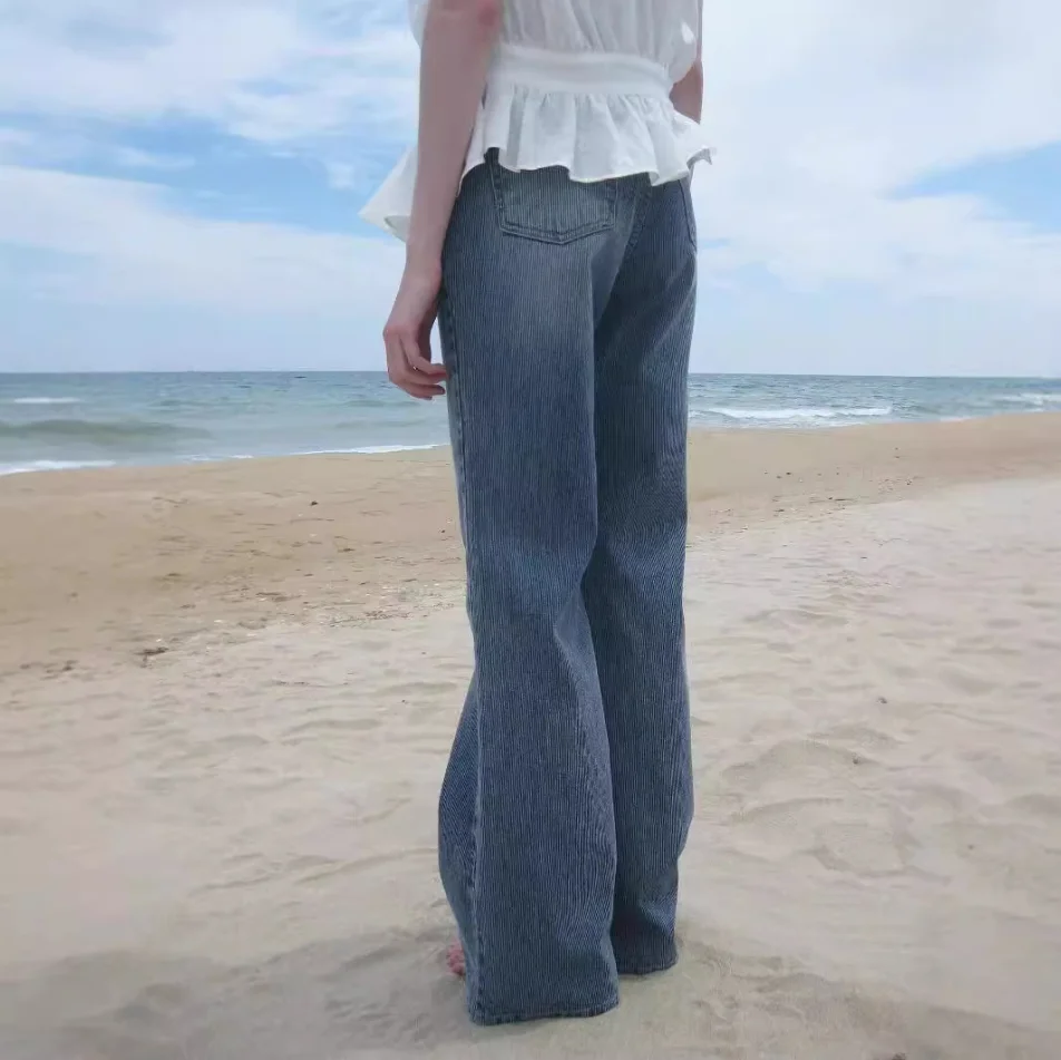 الرجعية Waed مخطط التخسيس عالية الخصر متوهج الجينز الخريف جديد وصول تنوعا الأزرق السراويل الطويلة السيدات Faion الاتجاه #4