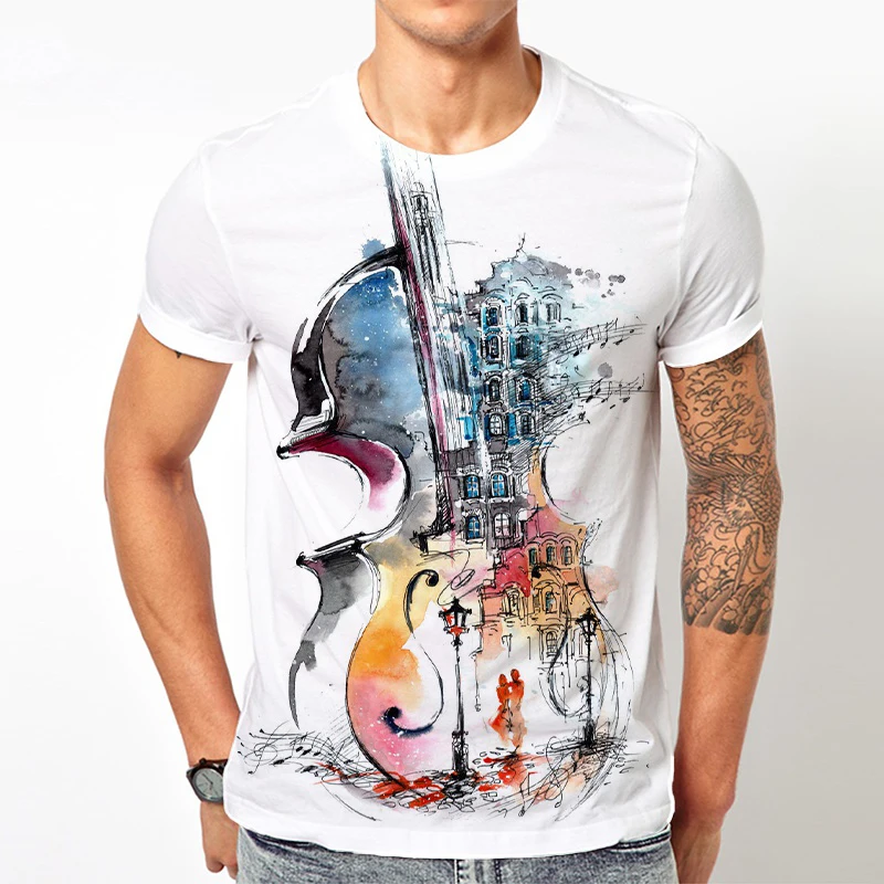 Summer Violin 3D Print T-shirt Men Woman Short Sleeve T Shirts O-Neck Streetwear Kids Oversized Harajuku Tees Tops Man Clothing