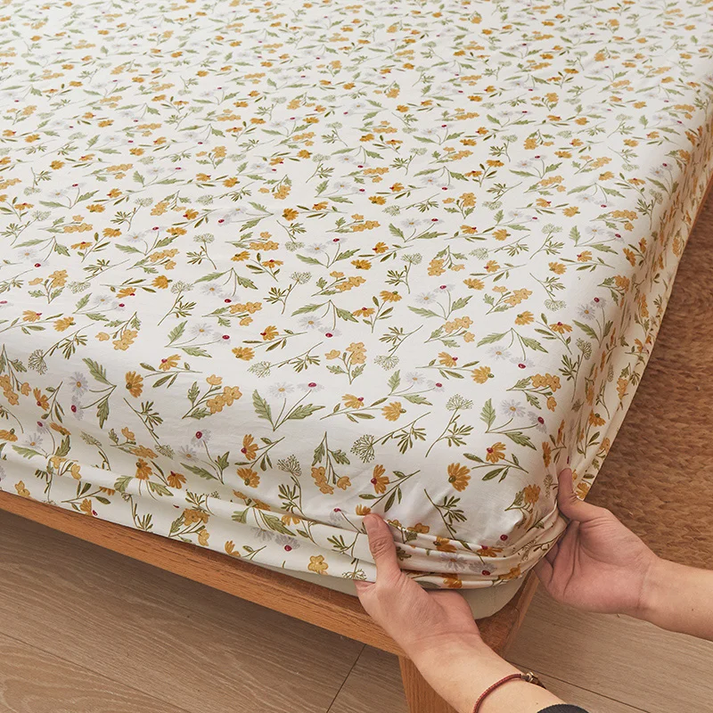 Floral Style Fitted Sheet Breathable Bedsheet постельное белье Soft Mattress Protector Home Bed Linen (Pillowcase Need Order)