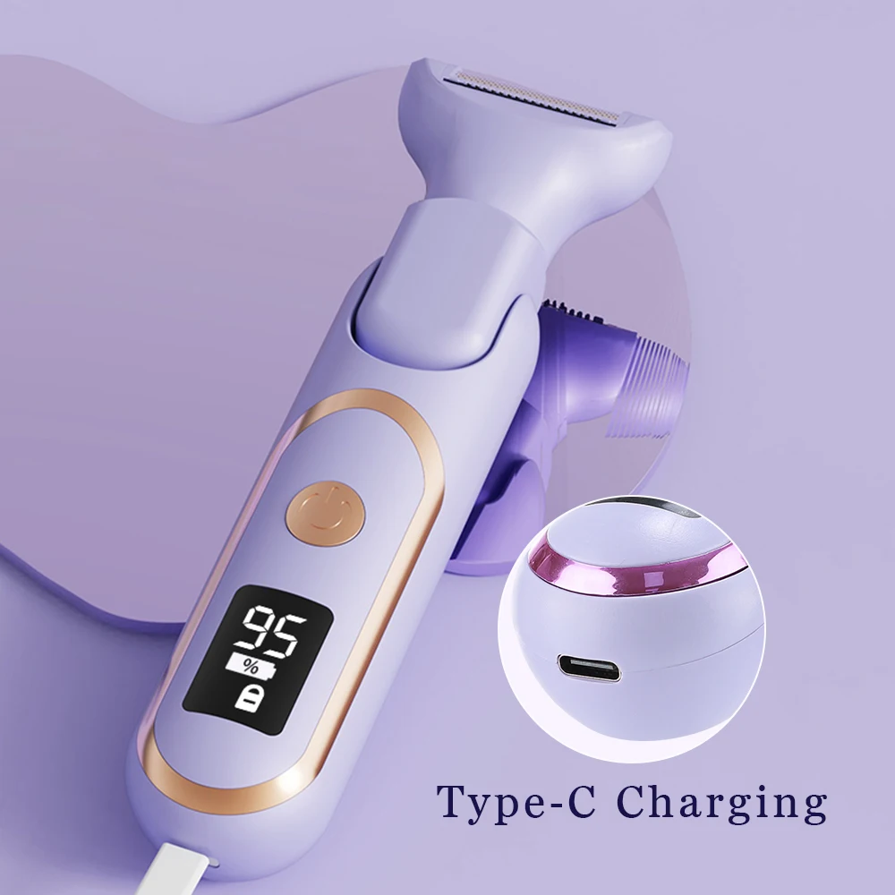 جهاز إزالة الشعر الكهربائي 5 في 1، آلة إزالة الشعر غير المؤلمة للوجه والأنف والساقين وتشذيب البيكيني تحت الإبط للنساء، آلة إزالة شعر الوجه