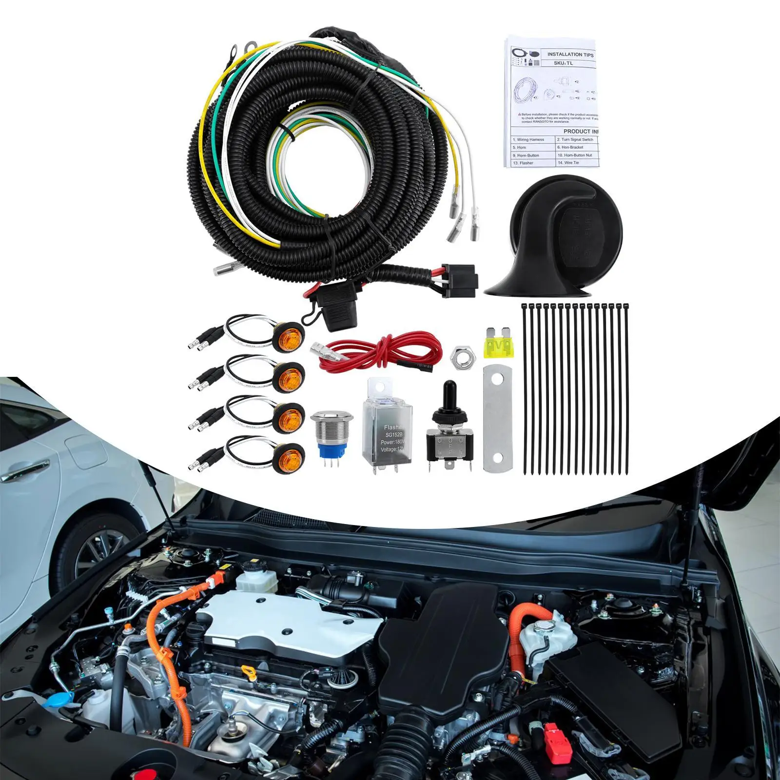 

Street Legal Turn Signal Kit Automotive Light Set Color Coded Wiring for UTV ATV Buggy Off Road Accessories
