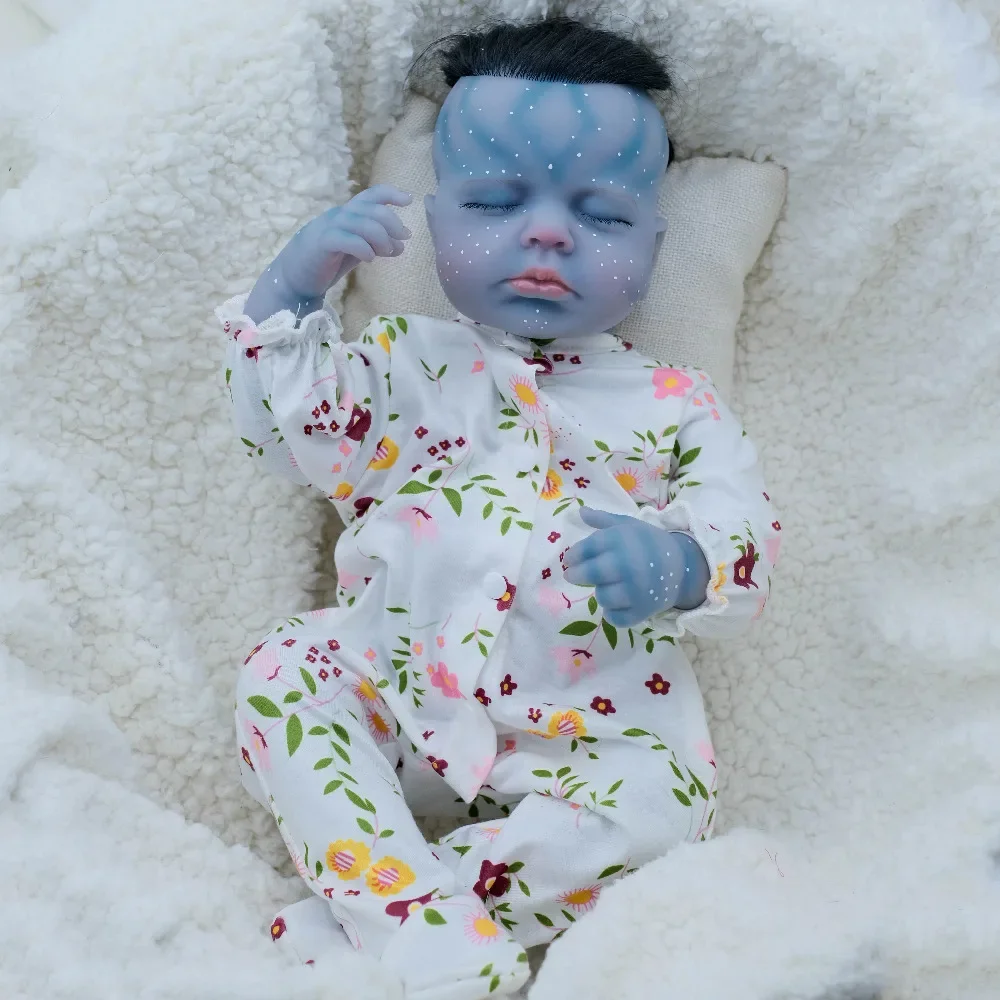 19inch Silicone Baby Doll Reborn Avatar LouLou Lifelike Newborn Baby Girls 3D Skin Real Looking Baby Dolls Muñeca Bebe Reborn