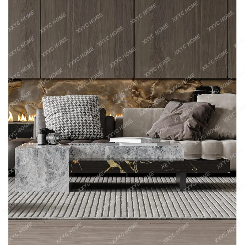 XXQianyue geometric coffee table modern simple living room household small apartment rectangular coffee table  minimalist