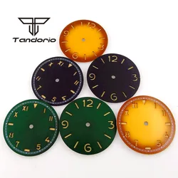 37mm Yellow/Green/Black California/Sandwich Watch Dial Fit ETA6497 6498 ST3600 3620 Hand Winding Movement Watch Part Accessories