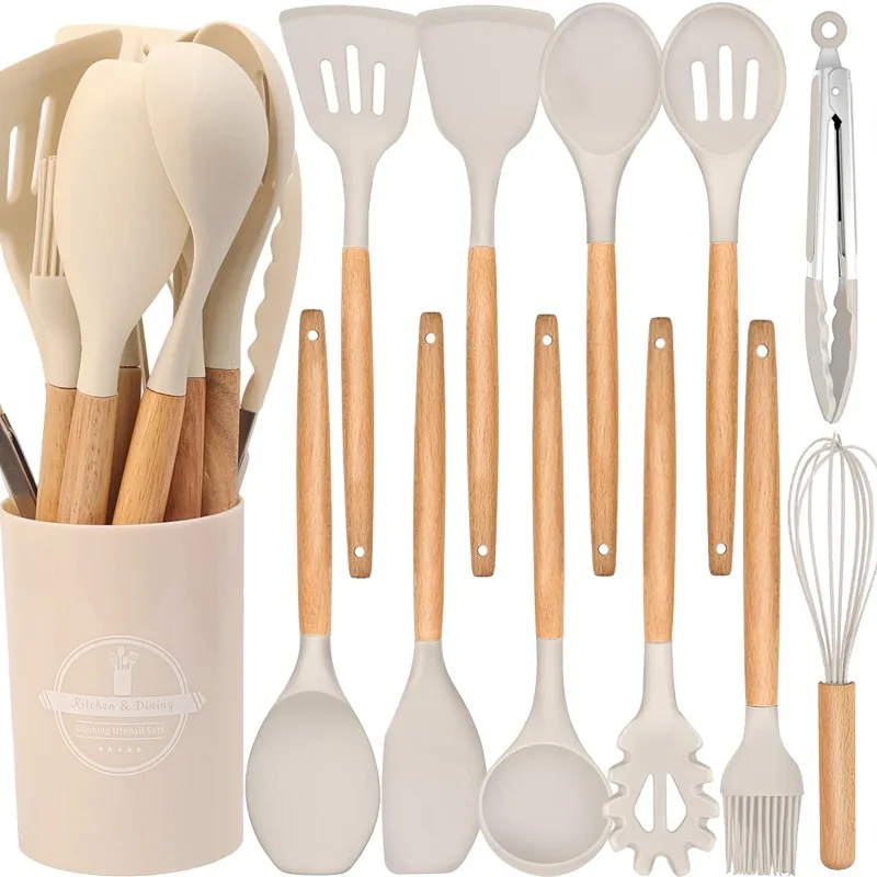 

12Pcs Silicone Cooking Utensils Set Non-Stick Silicone Utensils Tong Spoon Spatula Colander Kitchen Cookware Cooking Accessoires