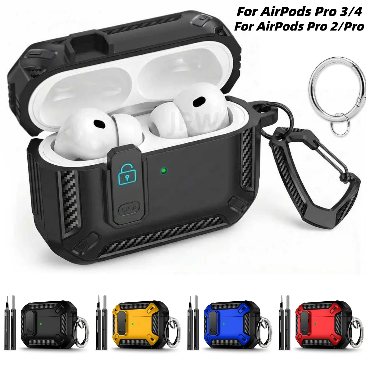 Image of Hüllen-Zubehör für AirPods Pro 3/Pro 2/Pro/4, Hartschalen-Schutzhülle mit Schlüsselanhänger für Airpods 4/Pro 3/Pro 2 für Männer und Frauen