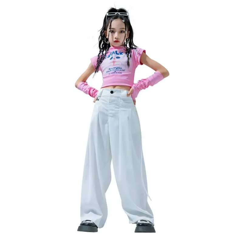 Cool Clothes for Children Sequin Jazz Dancer Style Dance Costume Girls K-pop Stage Outfits Kids Glitter Performan