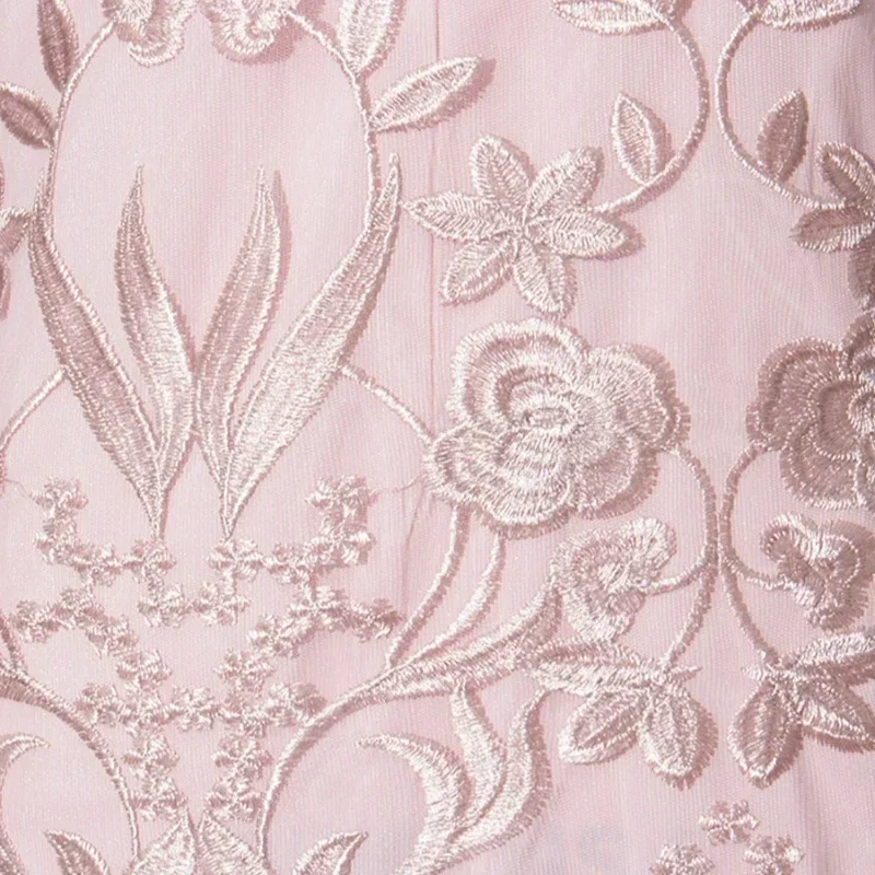 Robe mi-longue en dentelle florale à manches courtes pour femmes, grande taille, robes d'invité de mariage, batterie élégante, ronde de fête formelle, rose éducative