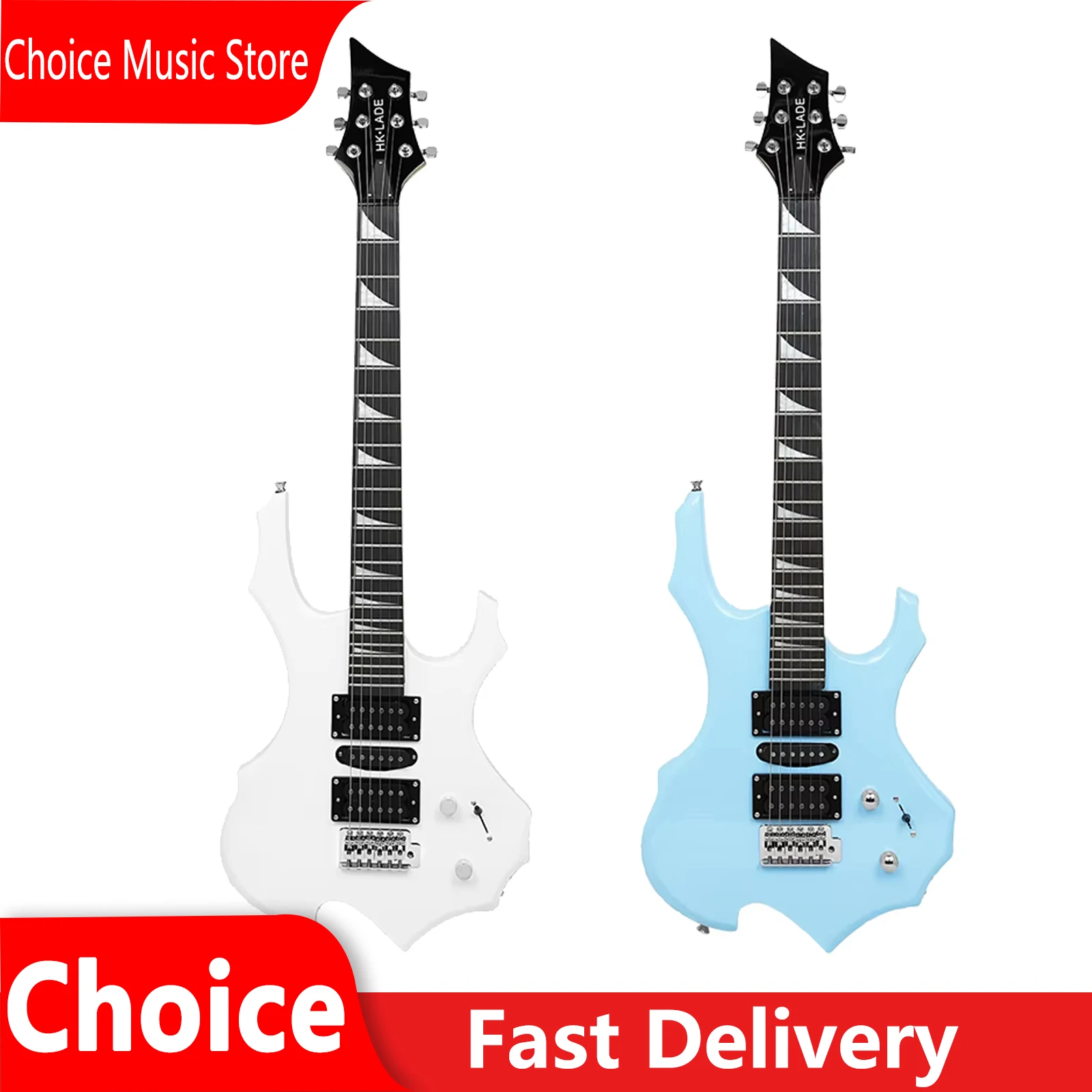 

HK·LADE 6 Strings Electric Guitar 24 Frets Rosewood Fingerboard Flame Professional With Sound Bag Strap String Guitar Set