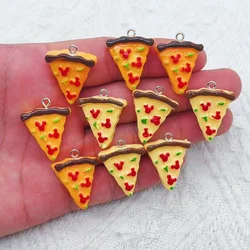 10pcs Cute Resin Triangle Pizza Food Charms Diy Cartoon Foods Keychains Earring Pendants Accessory Kawaii Women Jewelry Make