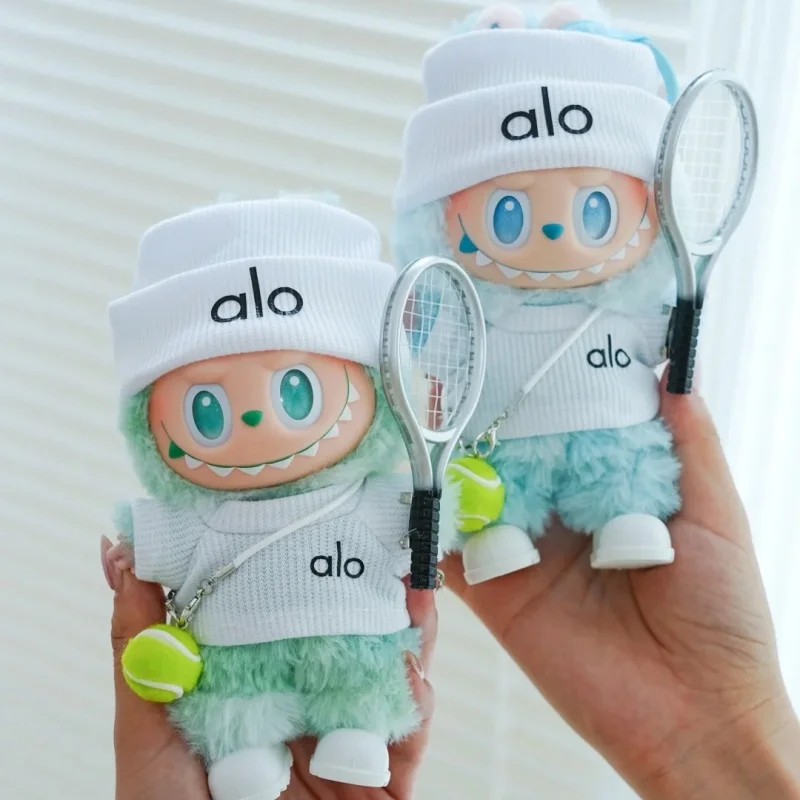 Voor Mini Labubu Pop 4.0 Hart Code Outfit Kleding Trui Badminton Tennis Sportkleding Schoenen Set 10 Cm Pluche Pop Serie