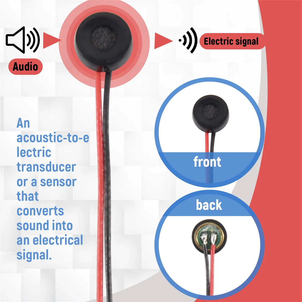 ميكروفون إلكتريت ، كمبيوتر شخصي ، هاتف ، MP3 ، MP4 ، 4x2 ، 10 مكثف