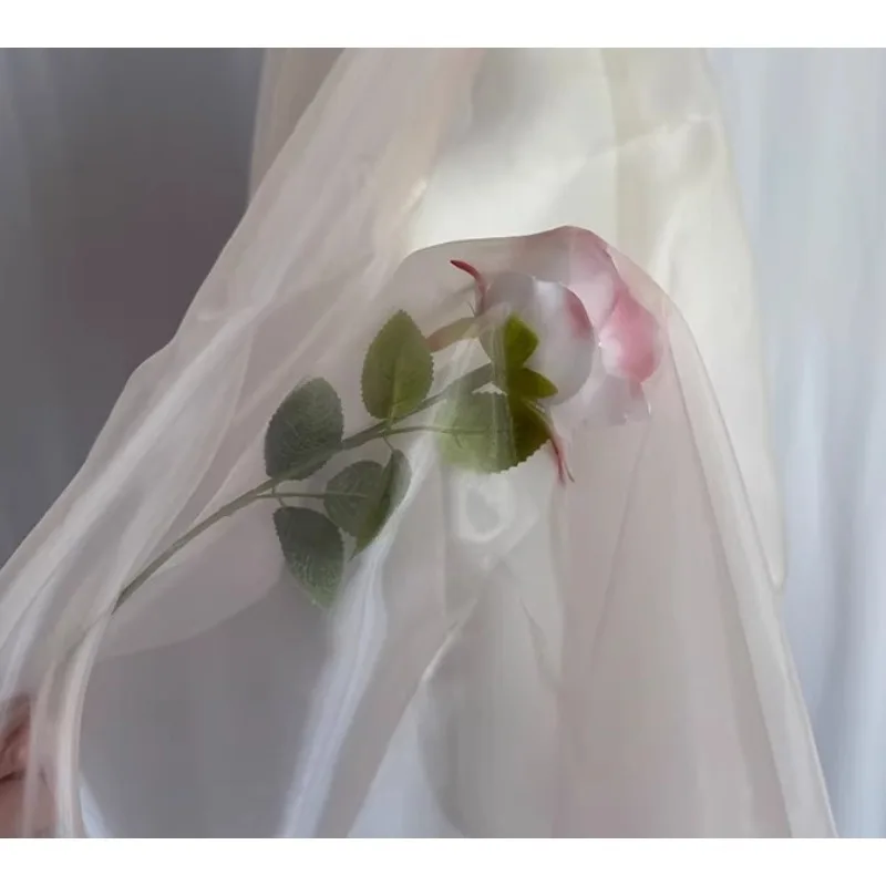 

150CM Wide, High-end Soft Transparent Glossy Yarn Handmade Wedding Dress, Clothing Fabric, Background Decoration Accessories