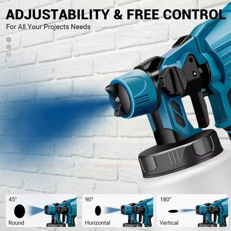 Cordless Paint Sprayer 18V Battery Powered Paint Gun for Home Fence Furniture Cabinets Walls Car DIY Painting Tools(No Battery)