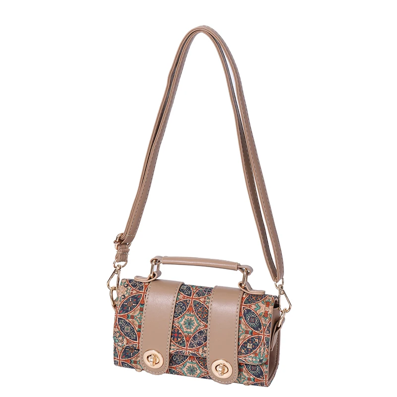 

3pcs Crossbody Bags Retro Cork Leather Cashew flower Printing Large Capacity Flap Cover Pillow Shoulder Bag