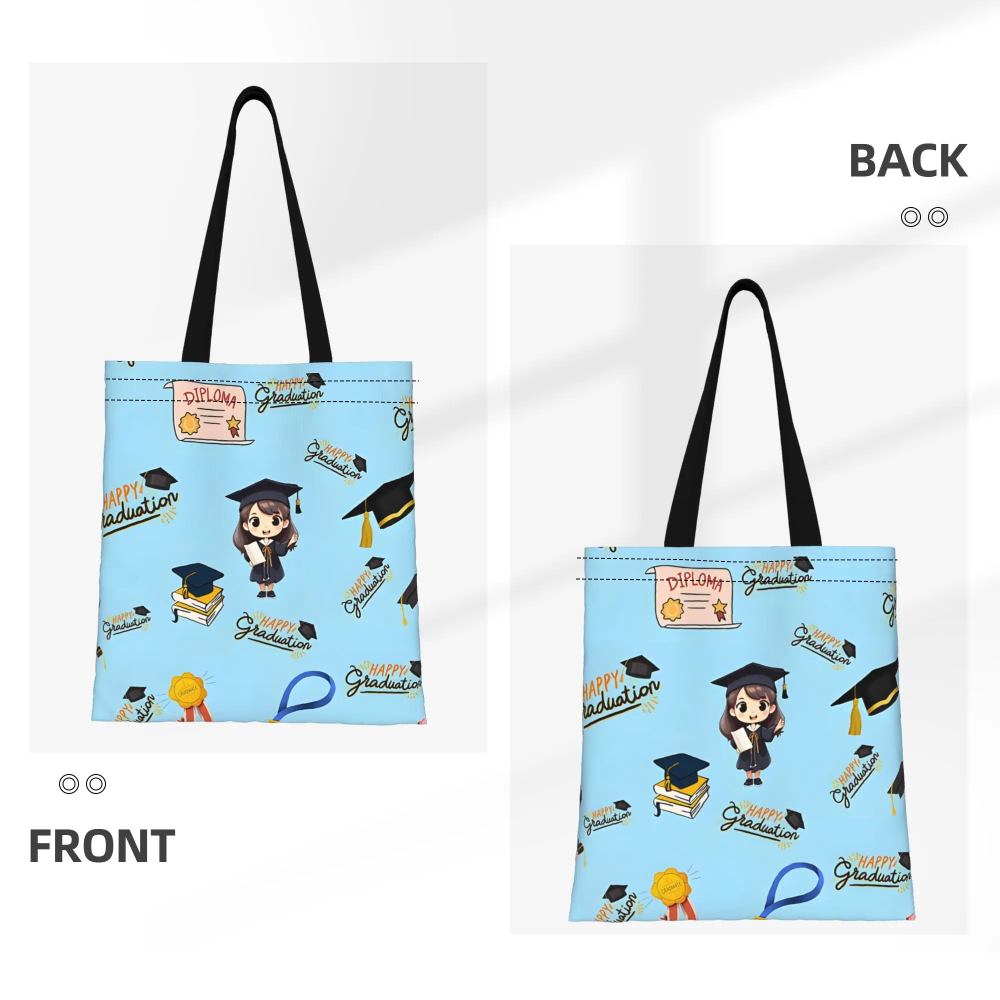 Graduation Graduation Pattern Canvas Woman Tote Bag for Shopping Travel Outdoor Heavy Duty Shoulder Handbag gift