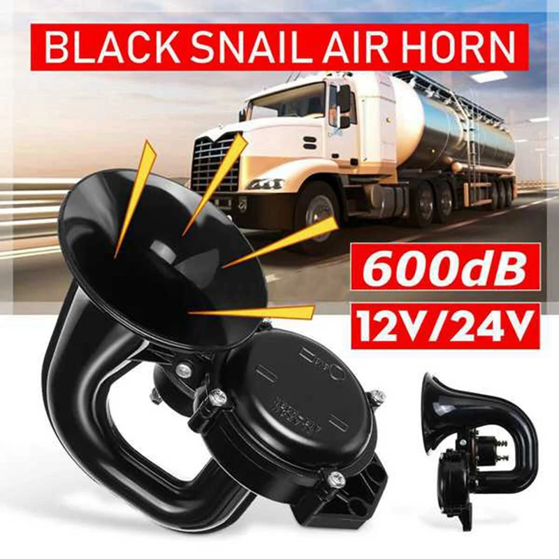 

12V/24V Auto Air Horn Loud Truck Trumpet Air Horn With Electric Valve Flat For Car Vehicle Trucks Bus Van Train