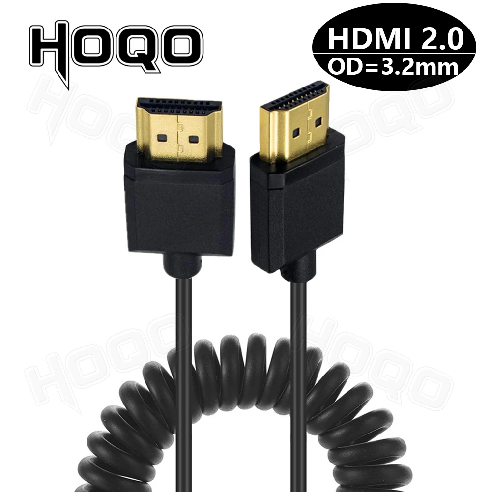 Ultra thin Micro HDMI coiled Cable 4k HDMI to Mini  HD Super Soft @60hz Light-weight short thin hdmi2.0 OD 3.2mm