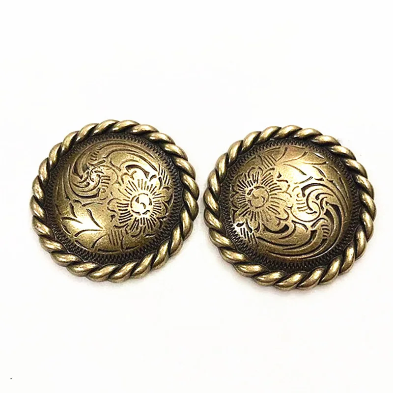 32mm Round Rope Edge Concho Purses Leather Decoration Buckle Conchos Metal Screw Back Buttons Handmade Clothes Accessories