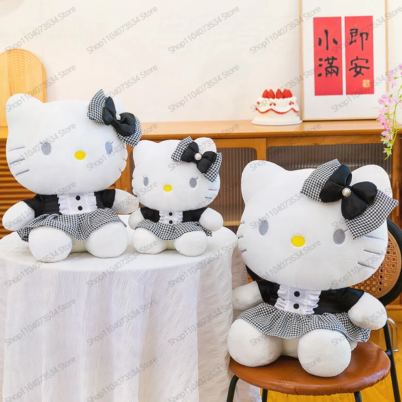 

50cm Kawaii Sanrio Stuffed Doll Black Hello Kitty Plush Toy Cute Anime Kt Pillow Stuffed Animal Birthday Gift for Kids Adults