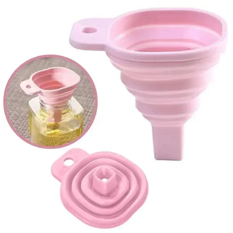 2pcs Silicone Folding Funnel Telescopic Long Collapsible Style For Household Liquid Dispensing Kitchen Gadgets