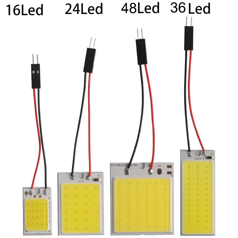 16/24/36/48LED COB LED Panel Light White Car Reading Map Lamp Auto Dome Car Interior T10 White Dome License Plate Lamp