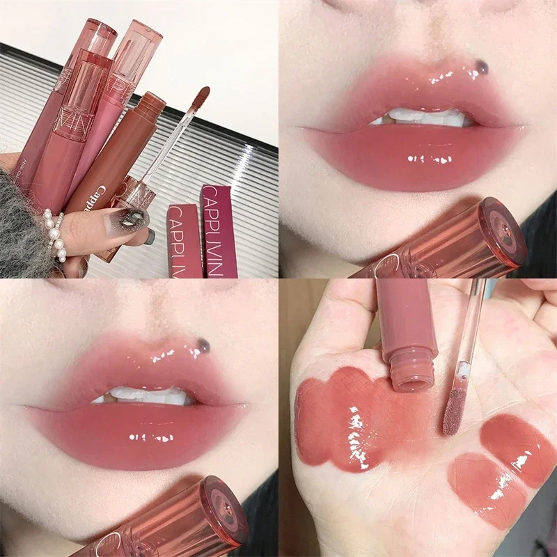 Water Light Jelly Lip Glazuur Hydraterende Waterdichte Spiegel Lipgloss Perzik Roze Vloeibare Lippenstift Lip Glazuur Tint Make-Up Cosmetica