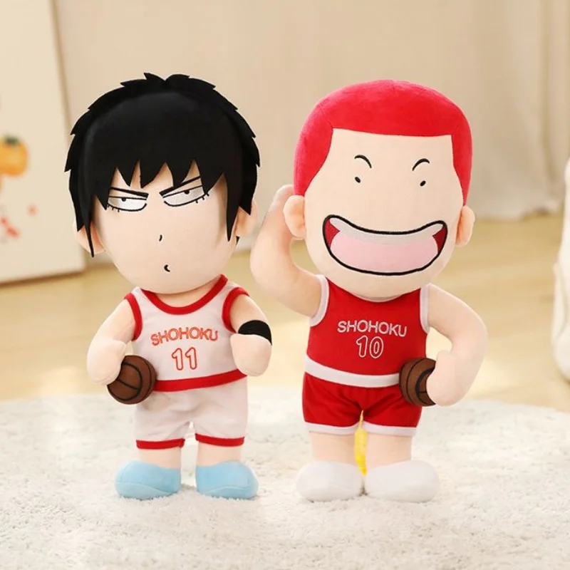 Плюшевая кукла-фигурка 35 см: Сакураги Ханамичи и Рукава Каэде из Slam Dunk в стоячих позах с баскетбольными мячами – милое украшение для гостиной и дивана, отличный подарок