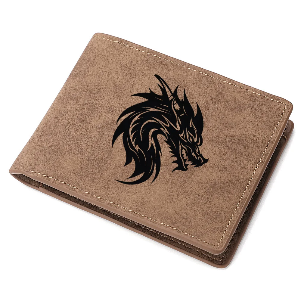 محفظة رجالية قصيرة مصنوعة من جلد البولي يوريثان وسحاب للعملات المعدنية وحامل أموال أمريكي عتيق