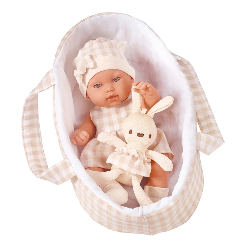 Baby Doll 14Inch/35CM Clothes Cute Rabbit with Sleeping basket Bebe Reborn Doll kids Soothing Newborn Doll For Best Girls Gift