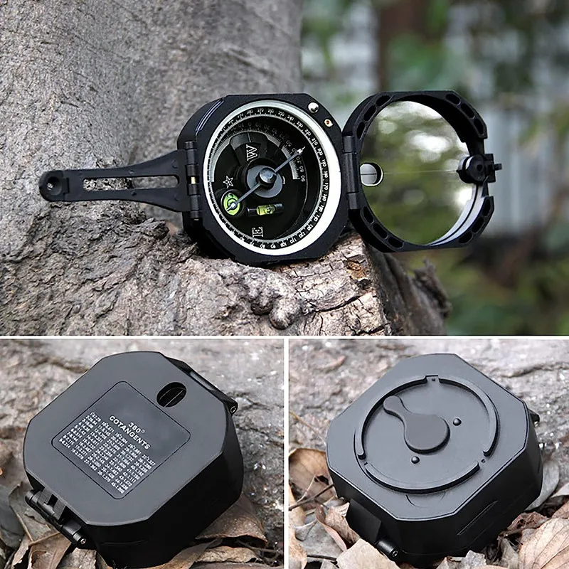 High precision geological compass multifunctional inclinometer compass magnetic declination adjustment noctilucent needle