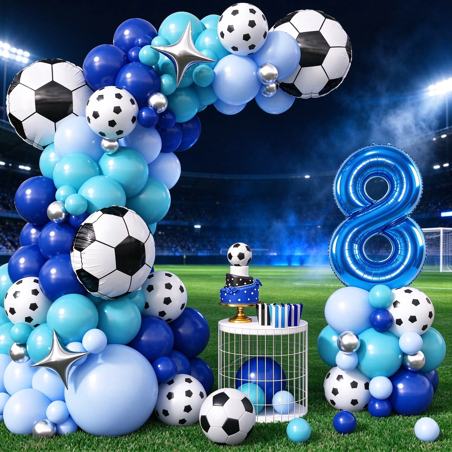 98pcs Latex Football Theme Balloons Arch Kit Birthday Decoration Blue Balloons Garland Sports Party Soccer Foil Globos