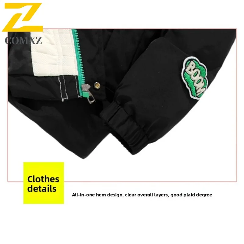 COMXZ Men Fleece Lined Jacket Winter Autumn Korean Style Waterproof Windproof Hooded Outdoor Sports Casual Solid Color Coat 2025