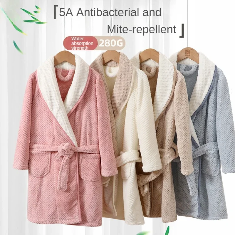 Family Matching Outfits Winter thicken Warm Kids Bathrobe 5A Grade Antibacterial Mite Removal Homewear Boys Girls Pajamas Robe