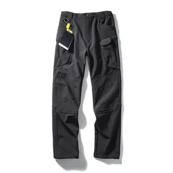 Winter Outdoor Wear-Resistant Knee Double Layered Thickened Soft Shell Fleece Insulation Waterproof Multi Pocket Tactical Pants