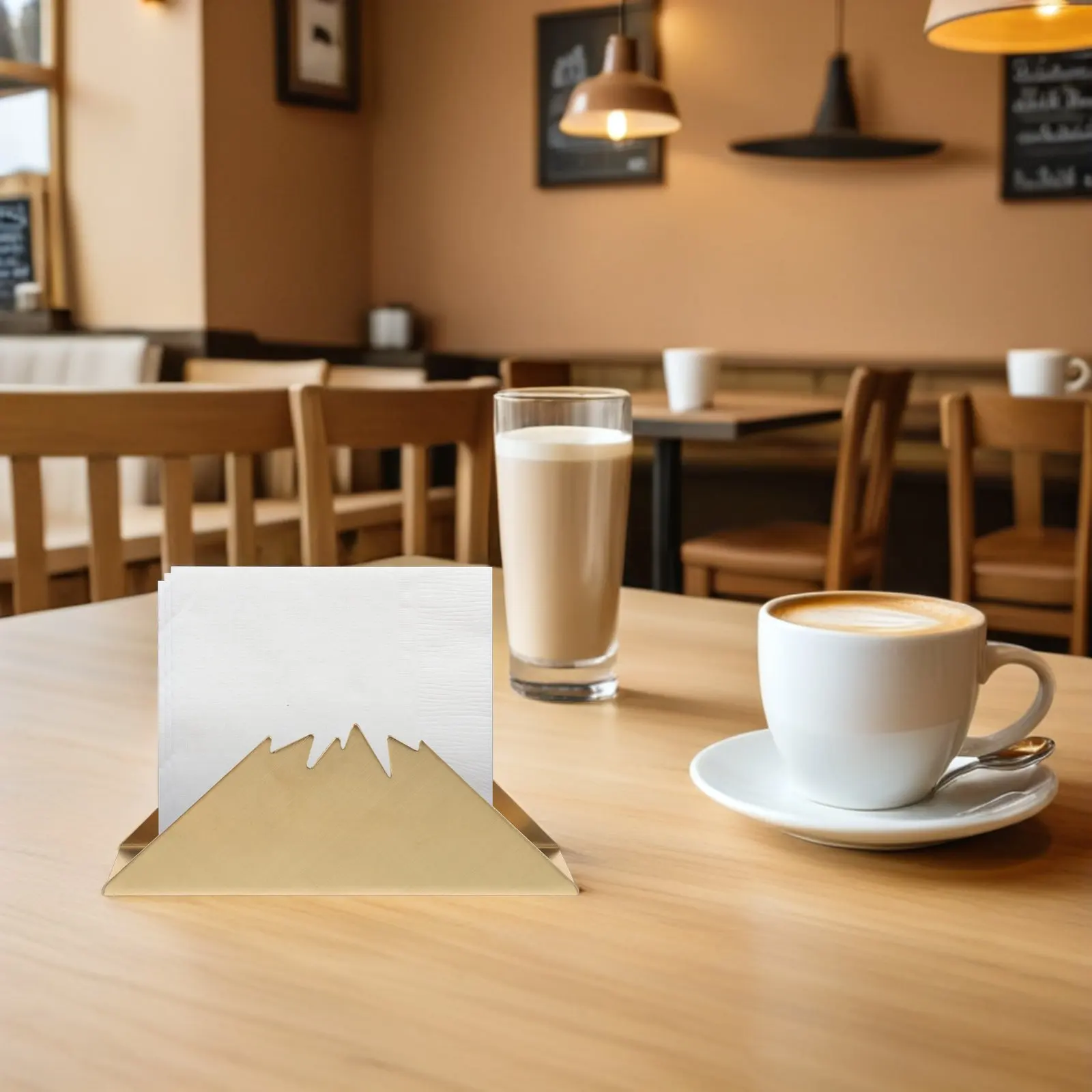 Freestanding Stainless Steel Triangle Napkin Holder Upright Tissue Dispenser for Restaurant Cafe Dining Table Hotel