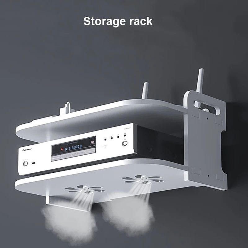 Wall-Mounted Router Cable Organizer Shelf Ventilated Neat Setup for Modem TV Set-top Storage Rack TV Box Desk Accessories Holder view 4
