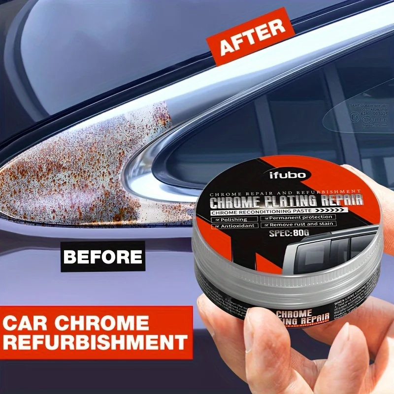 Automotive Chrome Repair Cream - Metal and hub polish for bumper repair on all cars, trucks and motorcycles