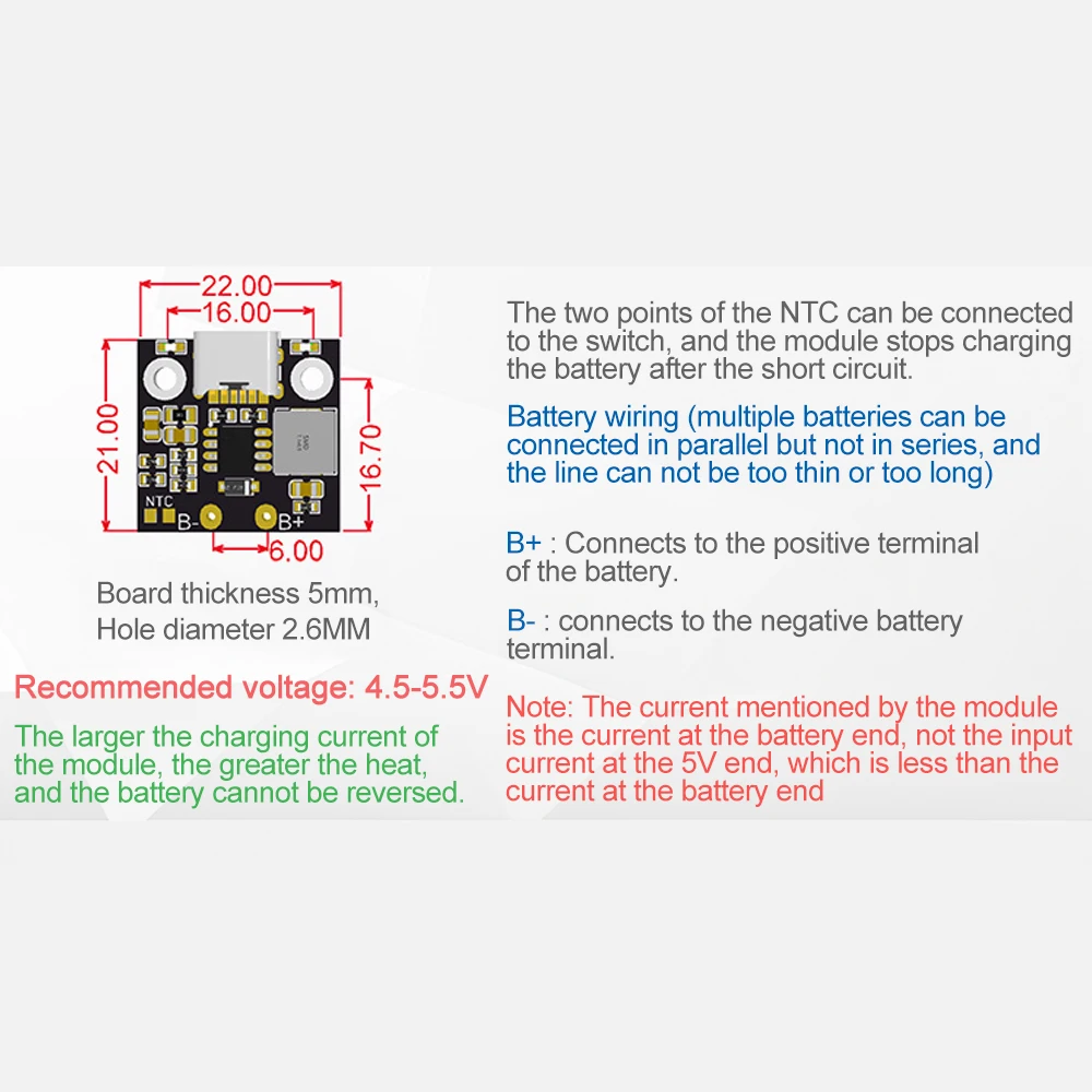 5V Charge Discharge Integrated Module 18650 Lithium Battery Charging Boost Power Board Step-up Charge Protection Module Type-C