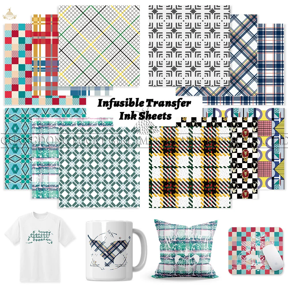 Lucky Goddness Buffalo Plaid Infusible Transfer Ink sheets 12 Pcs 12x12