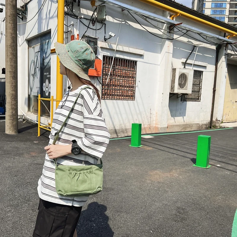 Canvas Bags For Women Small Ladies Handbags Casual Shoulder Crossbody Bag Vintage Eco Bag Korean Messenger Bag Y2K Satchel INS